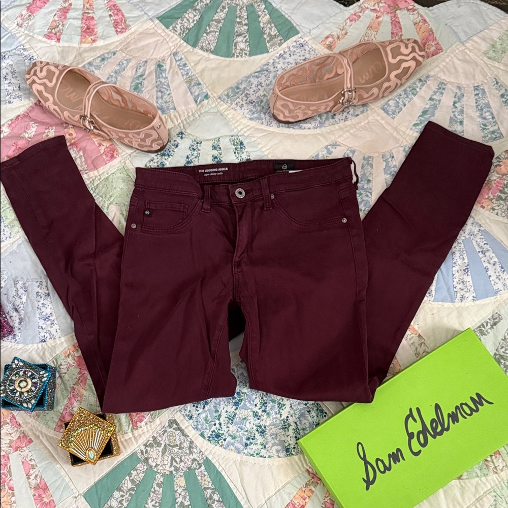 AG Adriano Goldschmied The Legging Ankle Skinny Jeans in Burgundy 26R